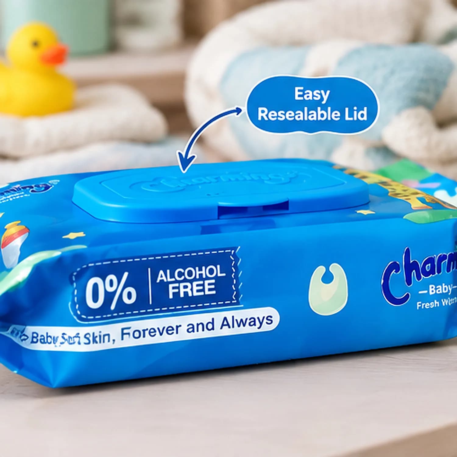 Charming Baby Fresh Wipes – Blue | Pack of 6 | Alcohol-Free Baby Wipes