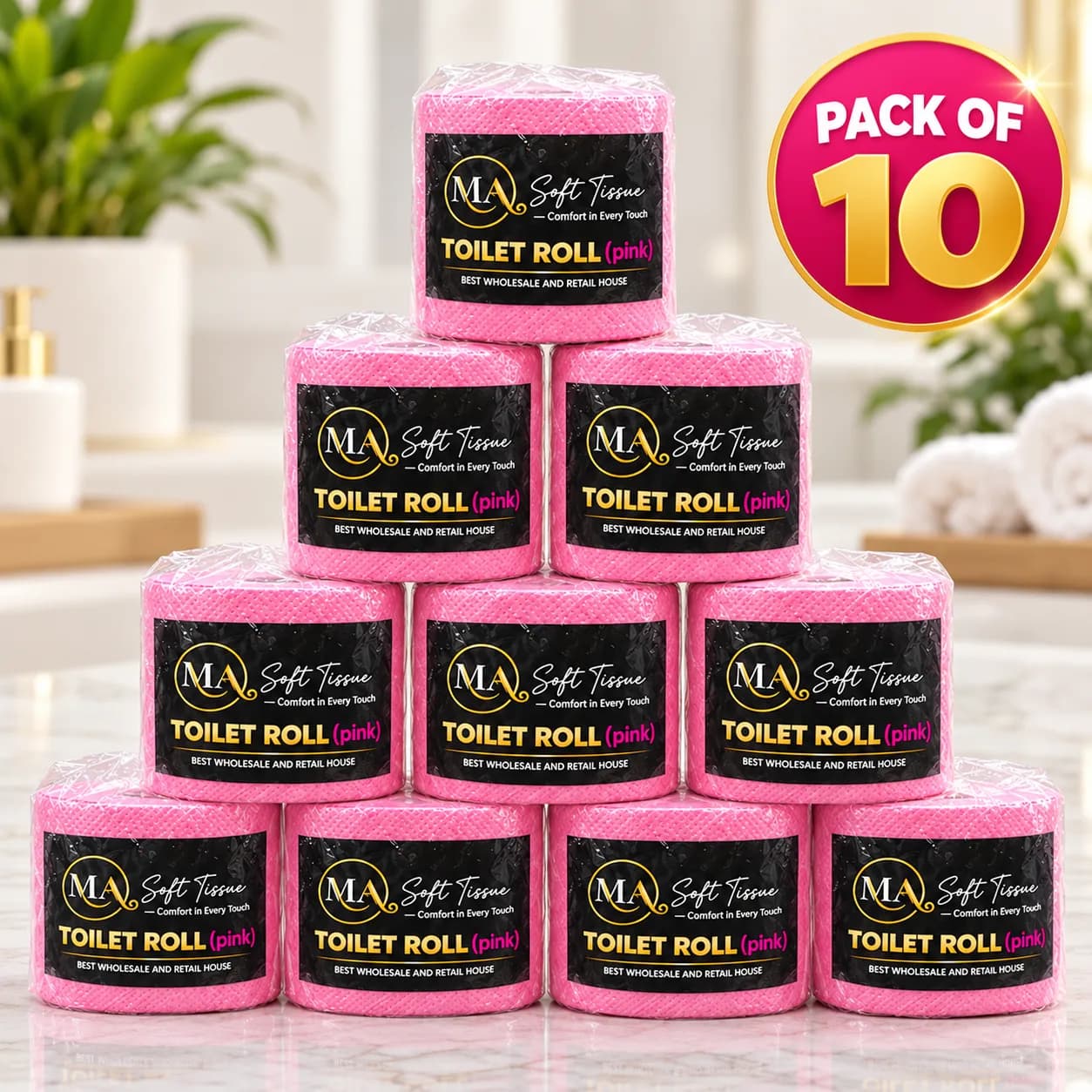 MA Soft Tissue Toilet Roll – Pink (Pack of 10)(Local)