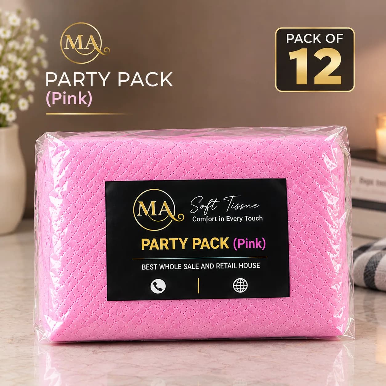 MA Soft Party Pack Tissues (Pink) – Pack of 12