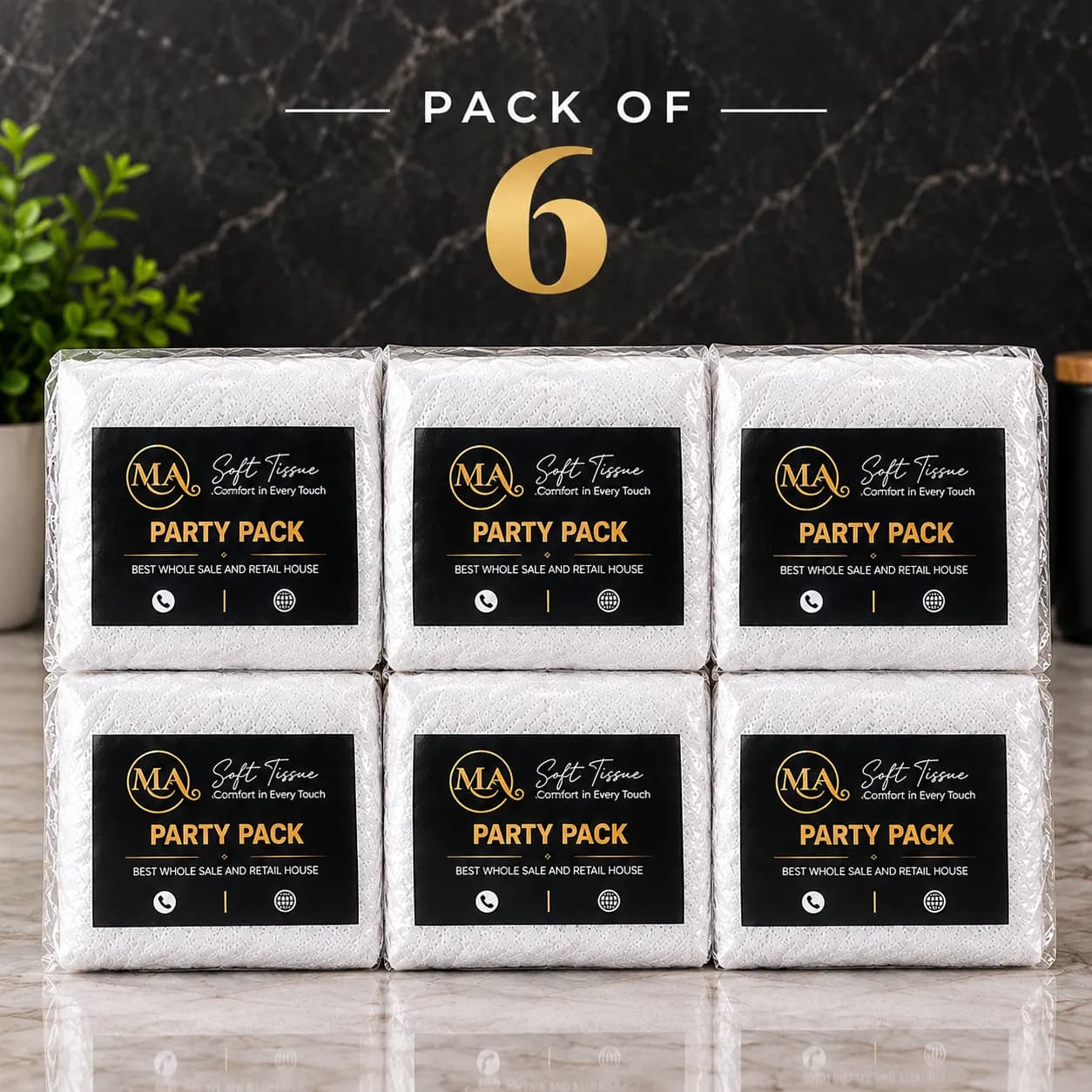 MA Soft Party Pack Tissues (White) – Pack of 6