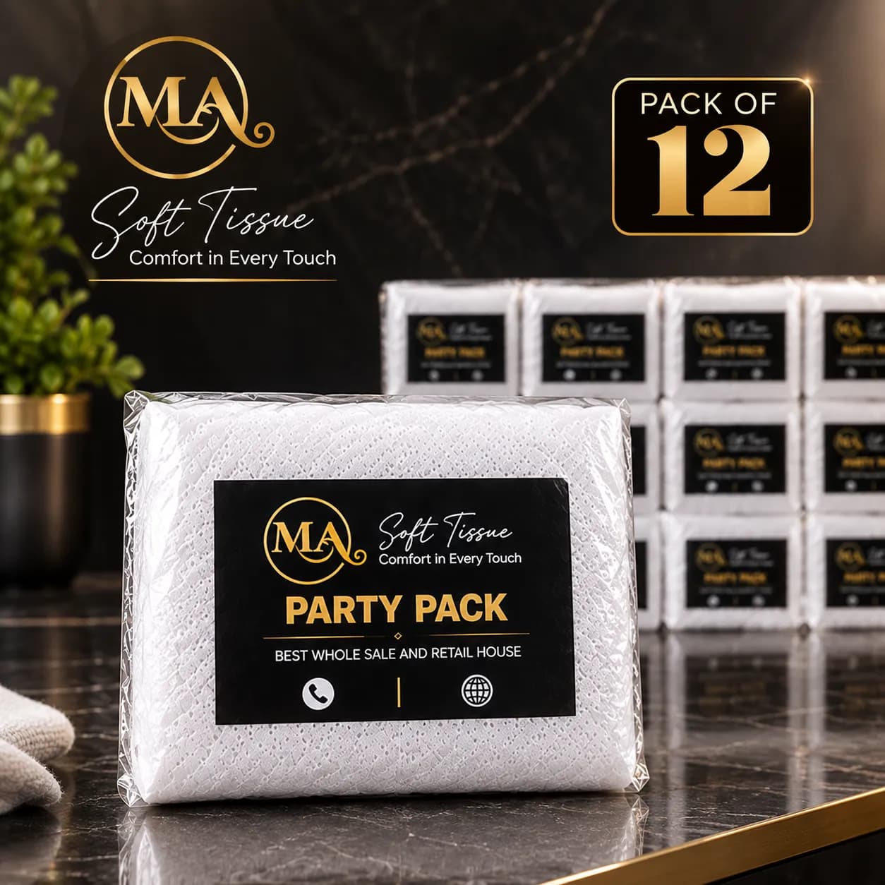 MA Soft Party Pack Tissue (White) – Pack of 12