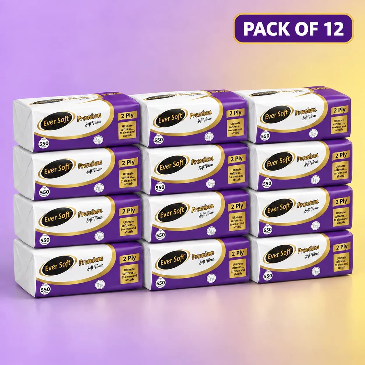 Ever Soft Premium Perfumed Soft Tissue 2 Ply – Pack of 12