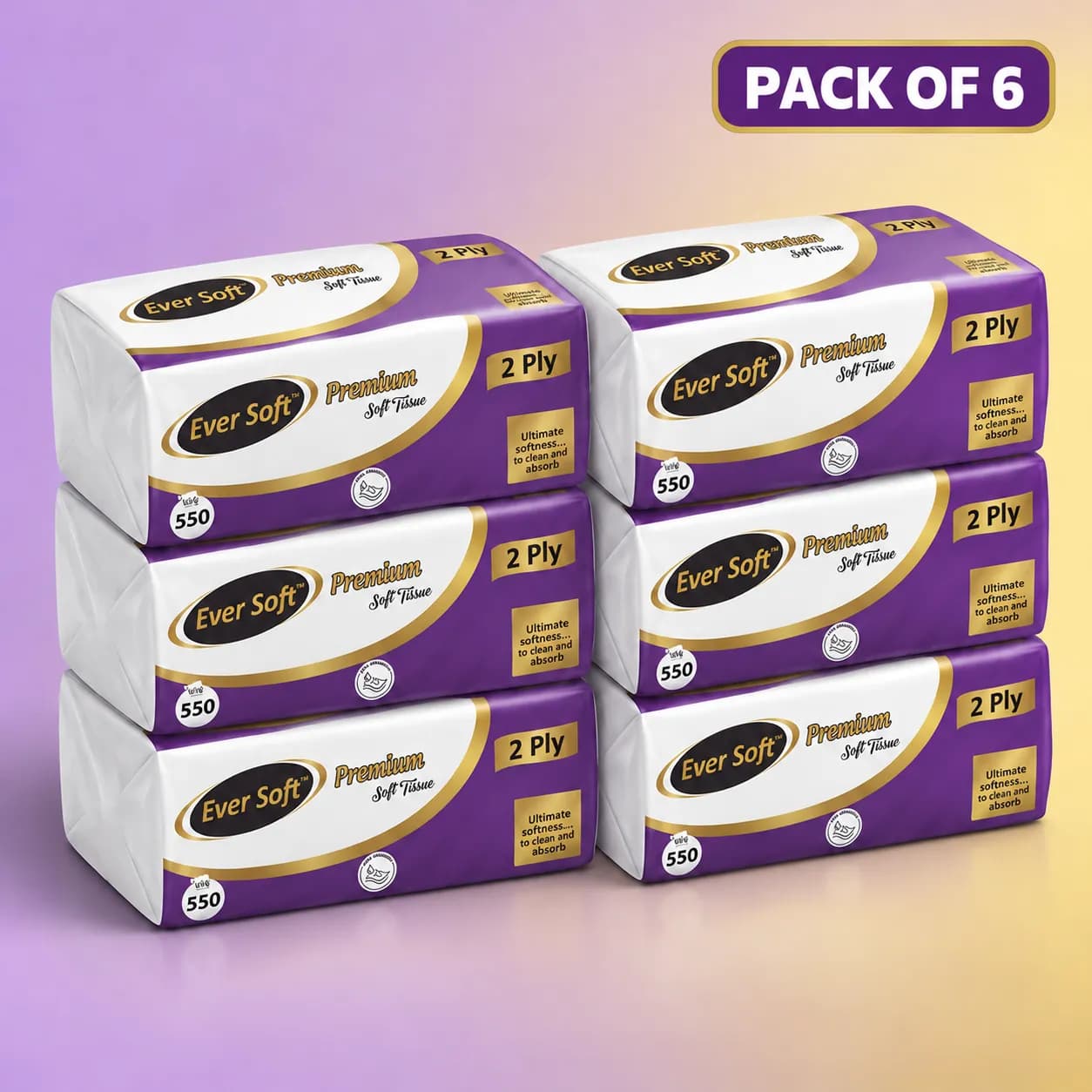 Ever Soft Premium Perfumed Soft Tissue 2 Ply – Pack of 6
